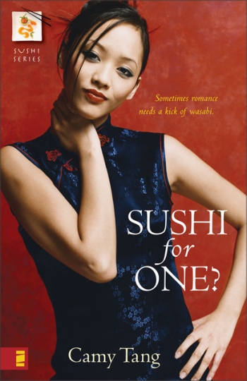 Orange book cover shows an Asian woman with a tilted head, a clever smile, and a hand on her hip, wearing a dark blue sleeveless dress